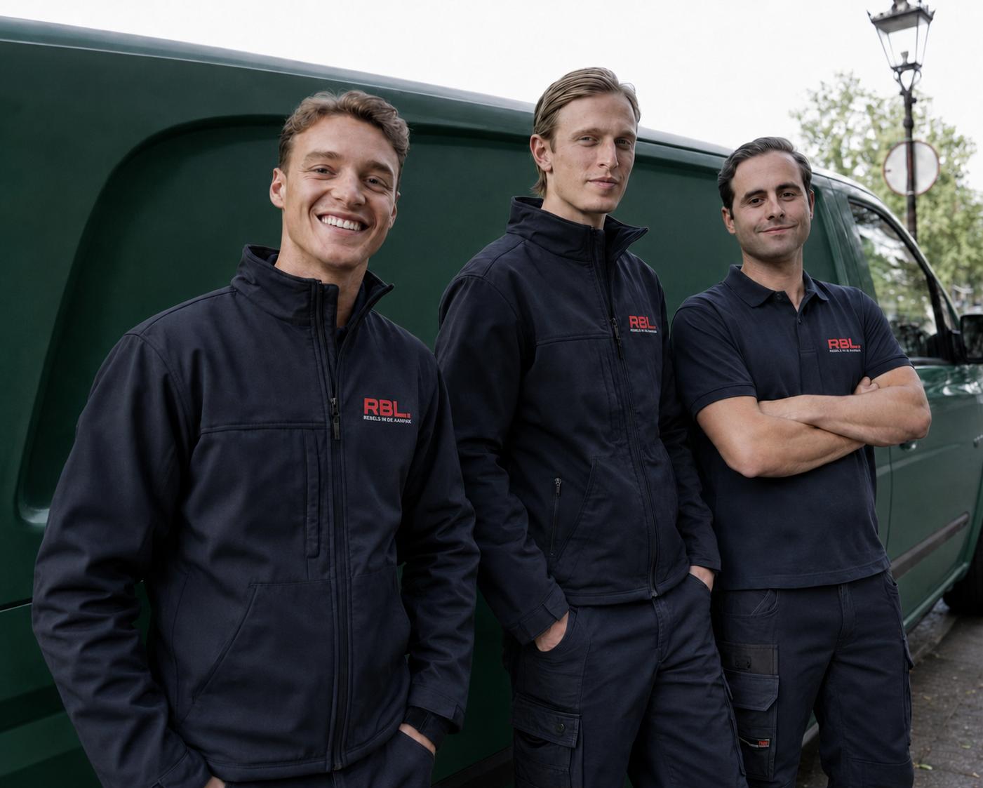 Het team van RBL Services bij de bedrijfsbus
